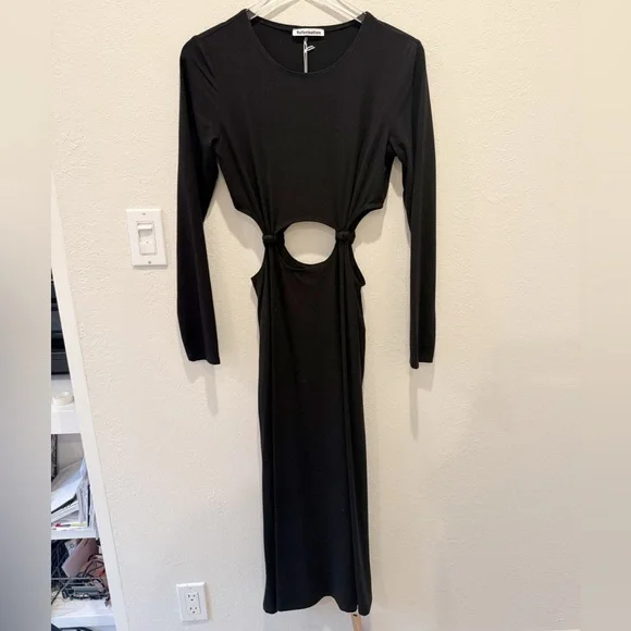 REFORMATION Via Knit Midi Dress NWT‎ Black size Medium - Picture 3 of 8